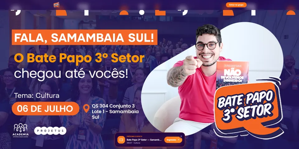 Bate Papo 3º Setor — landing de evento com tracking de UTM
